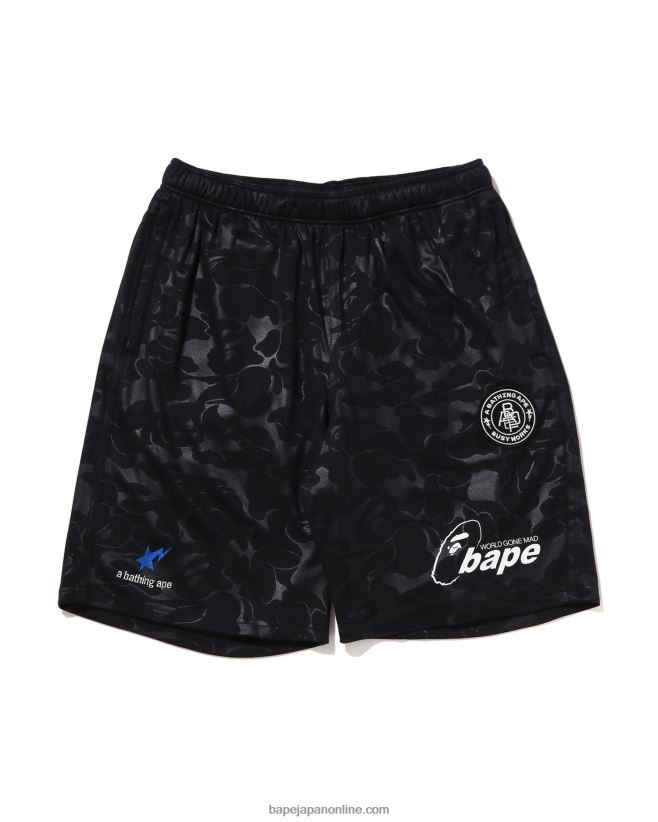 AAPE 黒 ショートパンツ AAPE BY A BATHING APE パンツ NOW WOVEN SHORTS メンズ